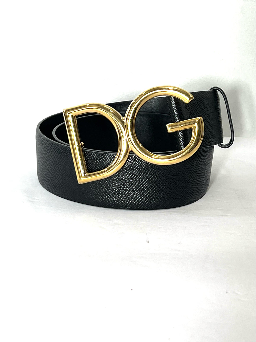 DOLCE &amp; GABBANA GOLD-TONE LOGO BUCKLE LEATHER BELT