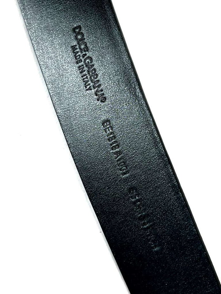 DOLCE &amp; GABBANA GOLD-TONE LOGO BUCKLE LEATHER BELT