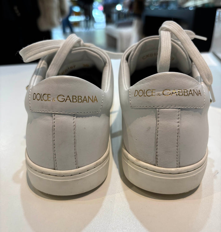 DOLCE &amp; GABBANA GOLD HEART CALFSKIN LEATHER SNEAKERS
