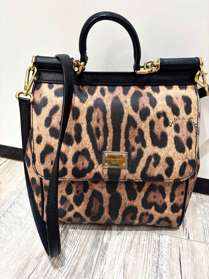 D &amp; G LEOPARD PRINT TWO WAY LARGE MISS SCILIY BAG