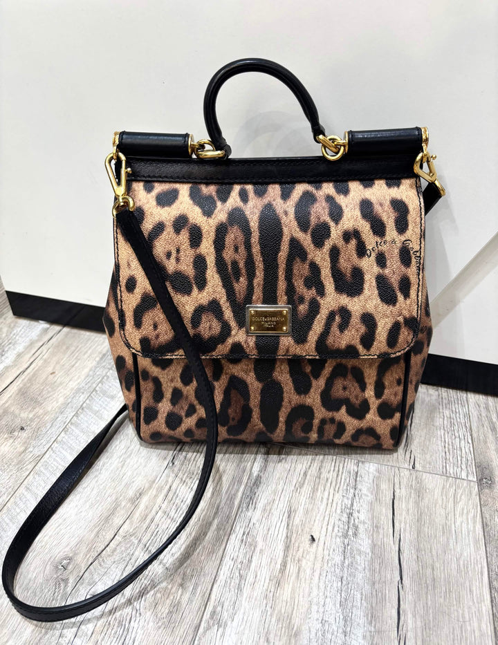 D &amp; G LEOPARD PRINT TWO WAY LARGE MISS SCILIY BAG
