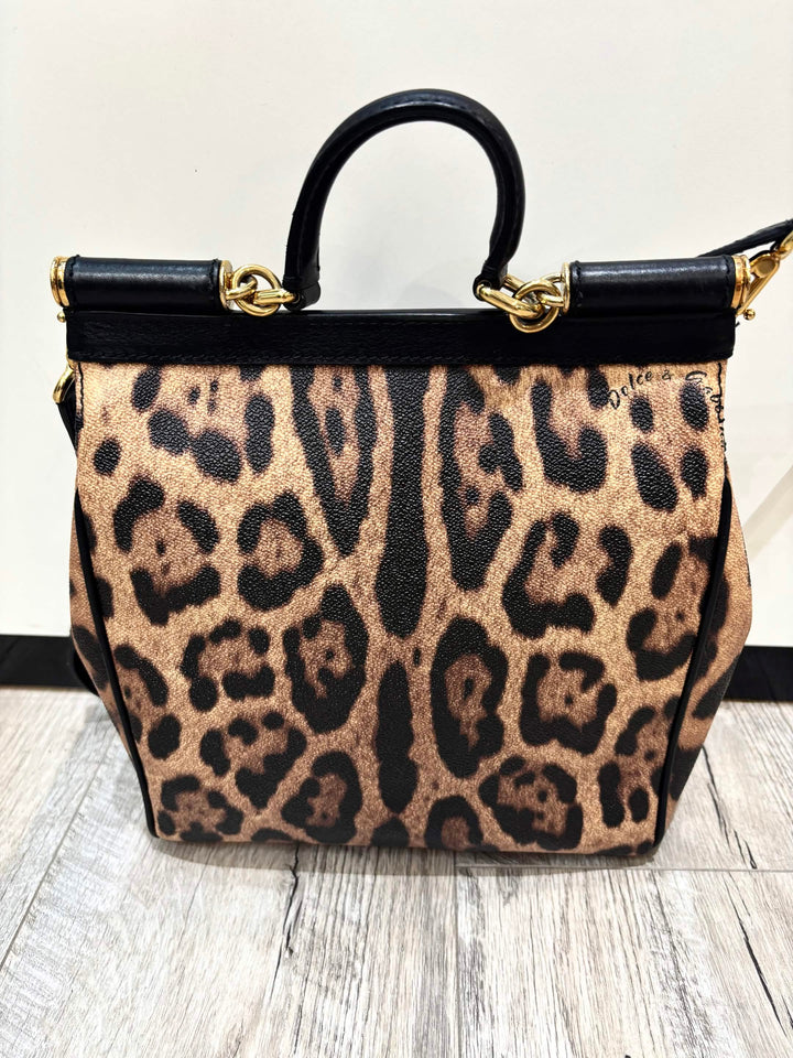 D &amp; G LEOPARD PRINT TWO WAY LARGE MISS SCILIY BAG