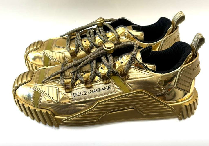 D &amp; G METALLIC GOLD LEATHER NS1 LOW-TOP MEN&