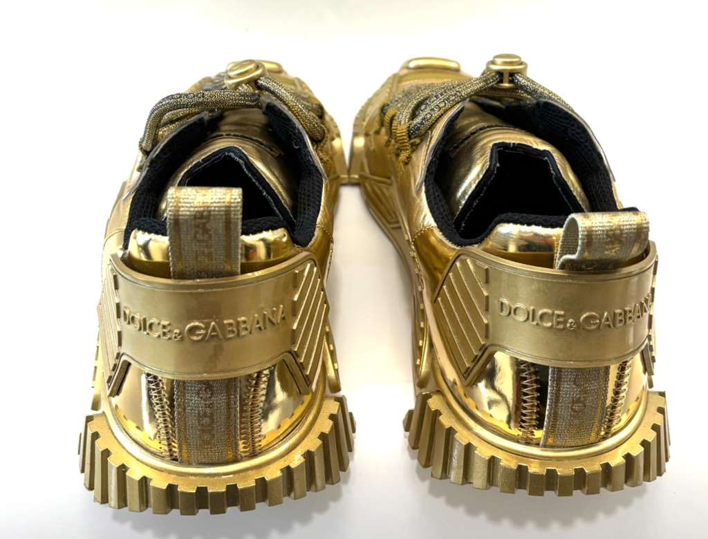 D &amp; G METALLIC GOLD LEATHER NS1 LOW-TOP MEN&