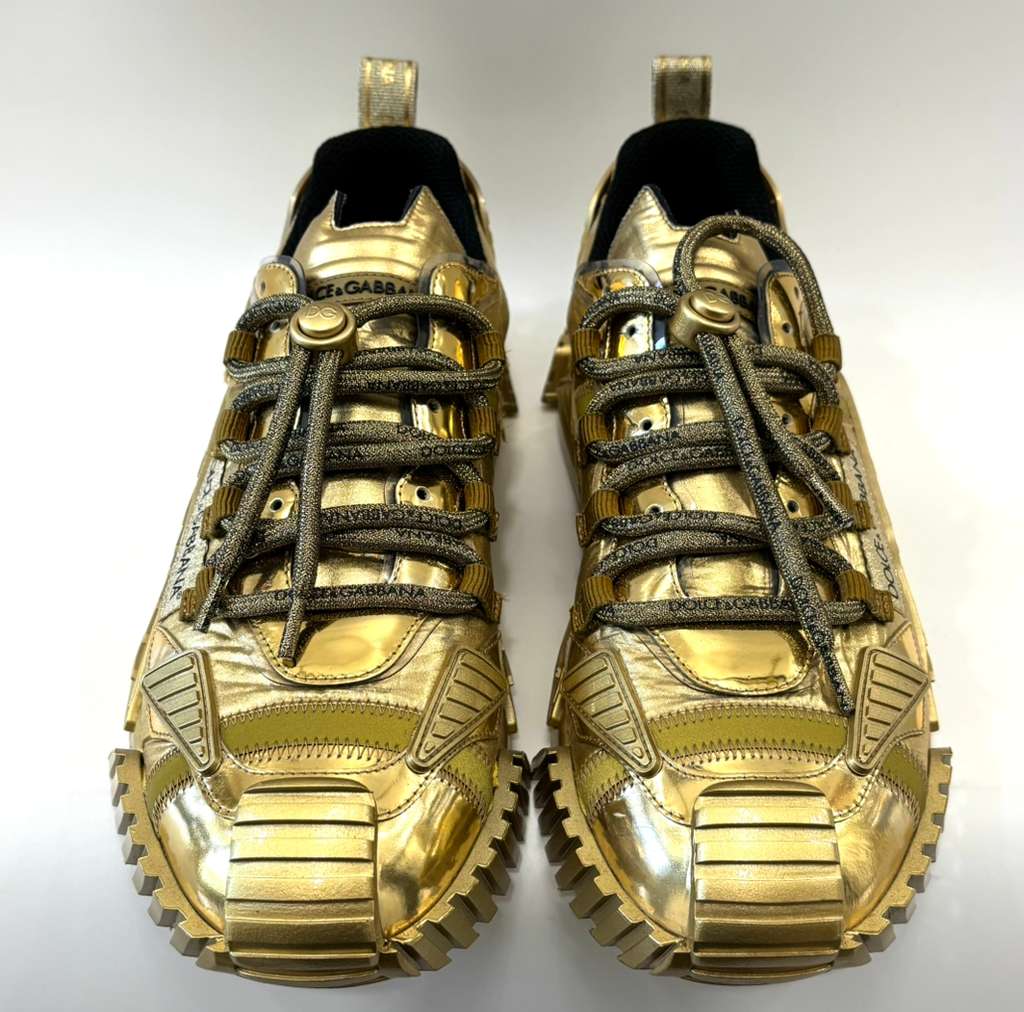 D &amp; G METALLIC GOLD LEATHER NS1 LOW-TOP MEN&