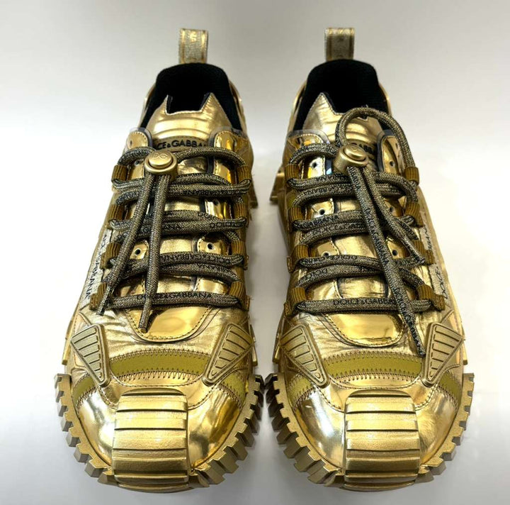 D &amp; G METALLIC GOLD LEATHER NS1 LOW-TOP MEN&