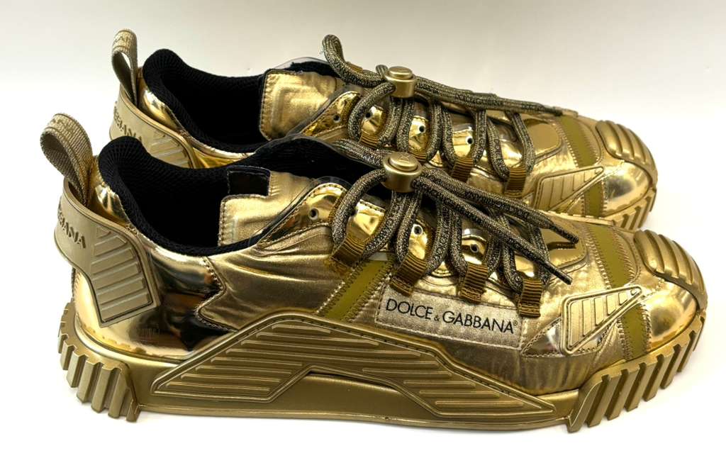 D &amp; G METALLIC GOLD LEATHER NS1 LOW-TOP MEN&