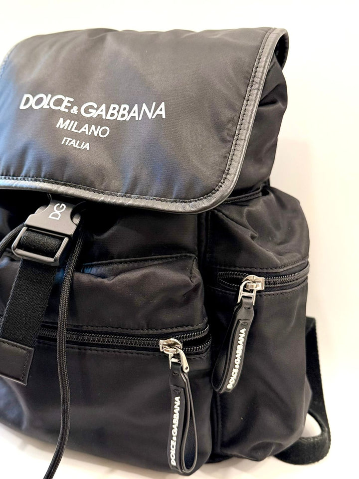 DOLCE &amp; GABBANA BLACK CANVAS BACKPACK