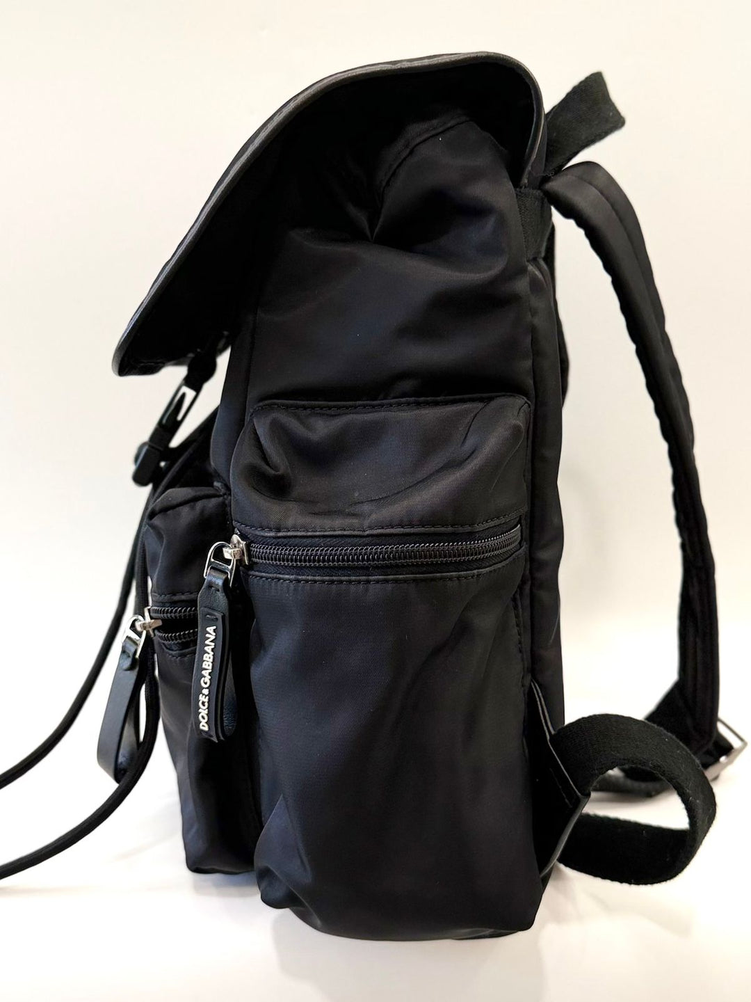 DOLCE &amp; GABBANA BLACK CANVAS BACKPACK