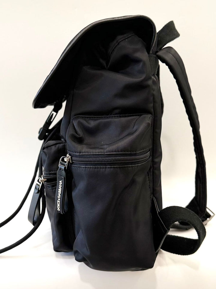 DOLCE &amp; GABBANA BLACK CANVAS BACKPACK