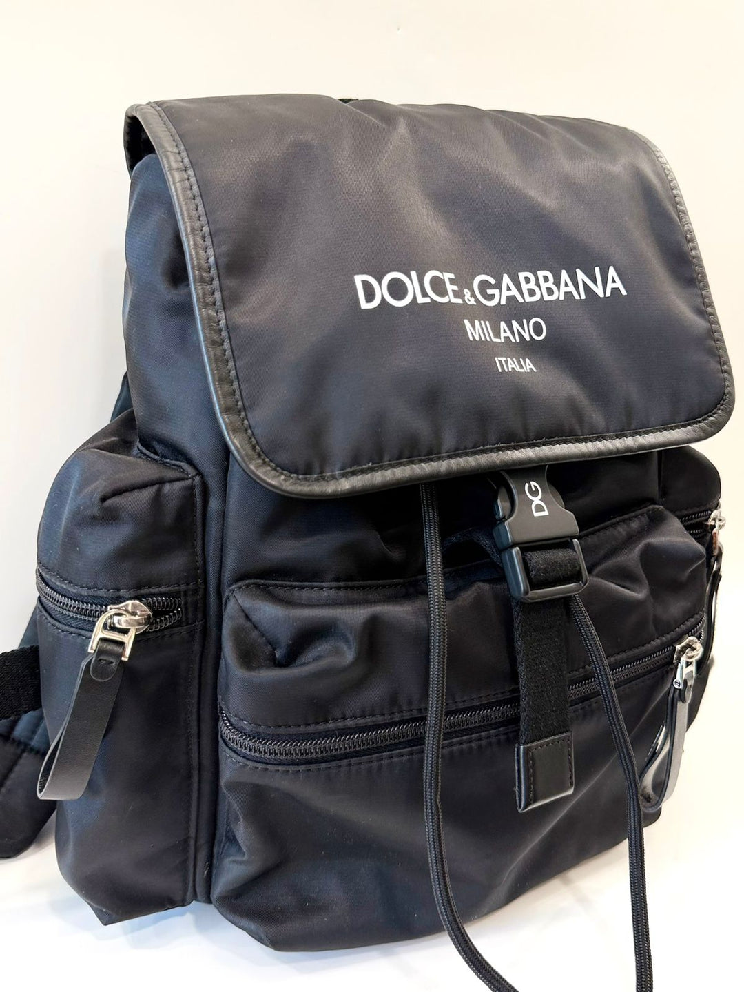 DOLCE &amp; GABBANA BLACK CANVAS BACKPACK