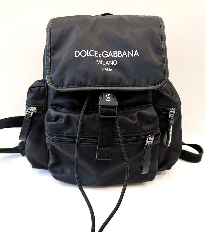 DOLCE &amp; GABBANA BLACK CANVAS BACKPACK