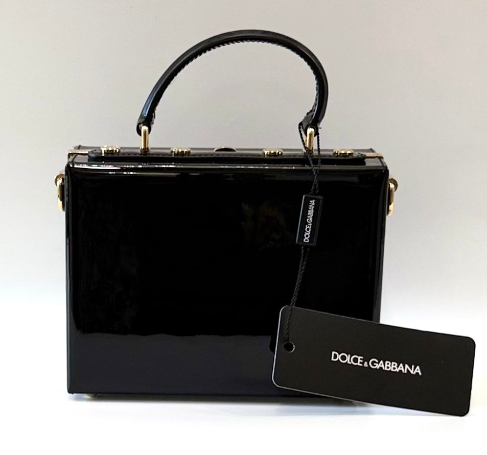 DOLCE &amp; GABBANA PATENT LEATHER BOX BAG