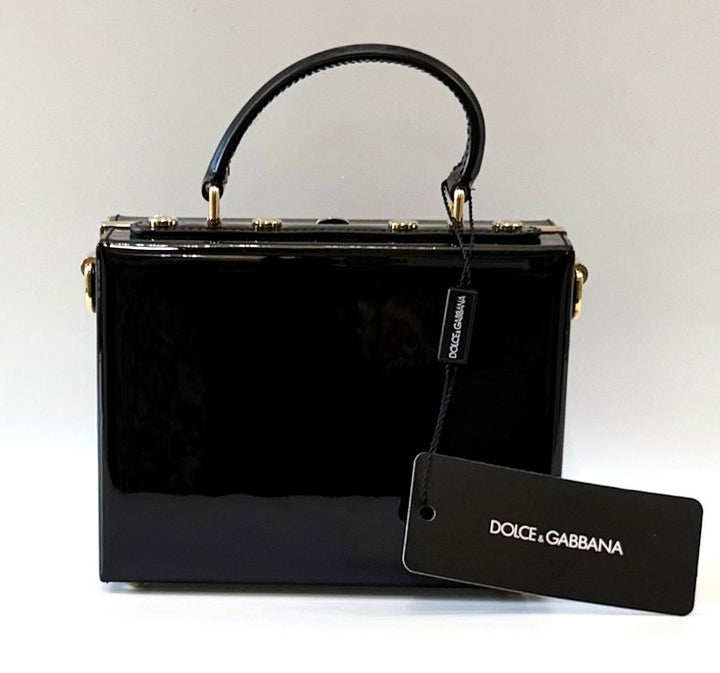 DOLCE &amp; GABBANA PATENT LEATHER BOX BAG