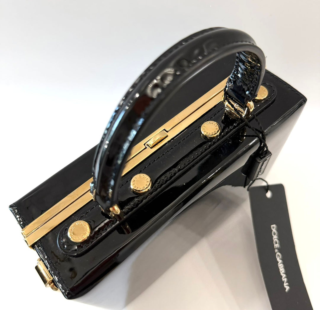 DOLCE &amp; GABBANA PATENT LEATHER BOX BAG
