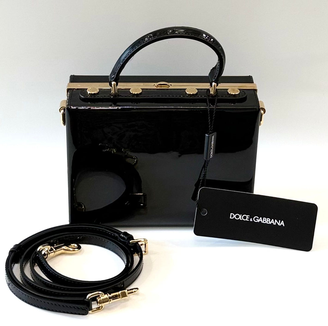 DOLCE &amp; GABBANA PATENT LEATHER BOX BAG