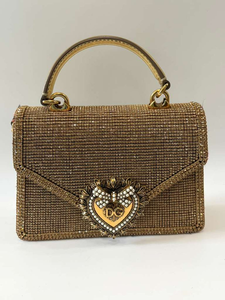DOLCE &amp; GABBANA DEVOTION RHINESTONE CHAIN BAG
