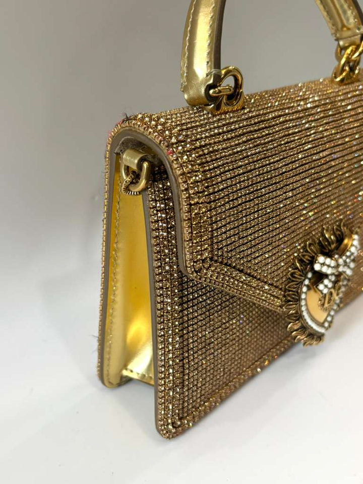 DOLCE &amp; GABBANA DEVOTION RHINESTONE CHAIN BAG