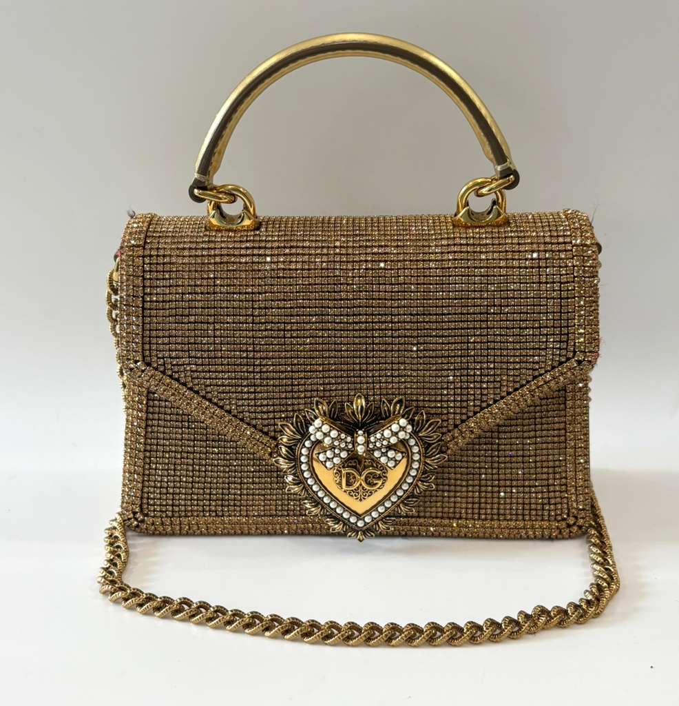 DOLCE &amp; GABBANA DEVOTION RHINESTONE CHAIN BAG