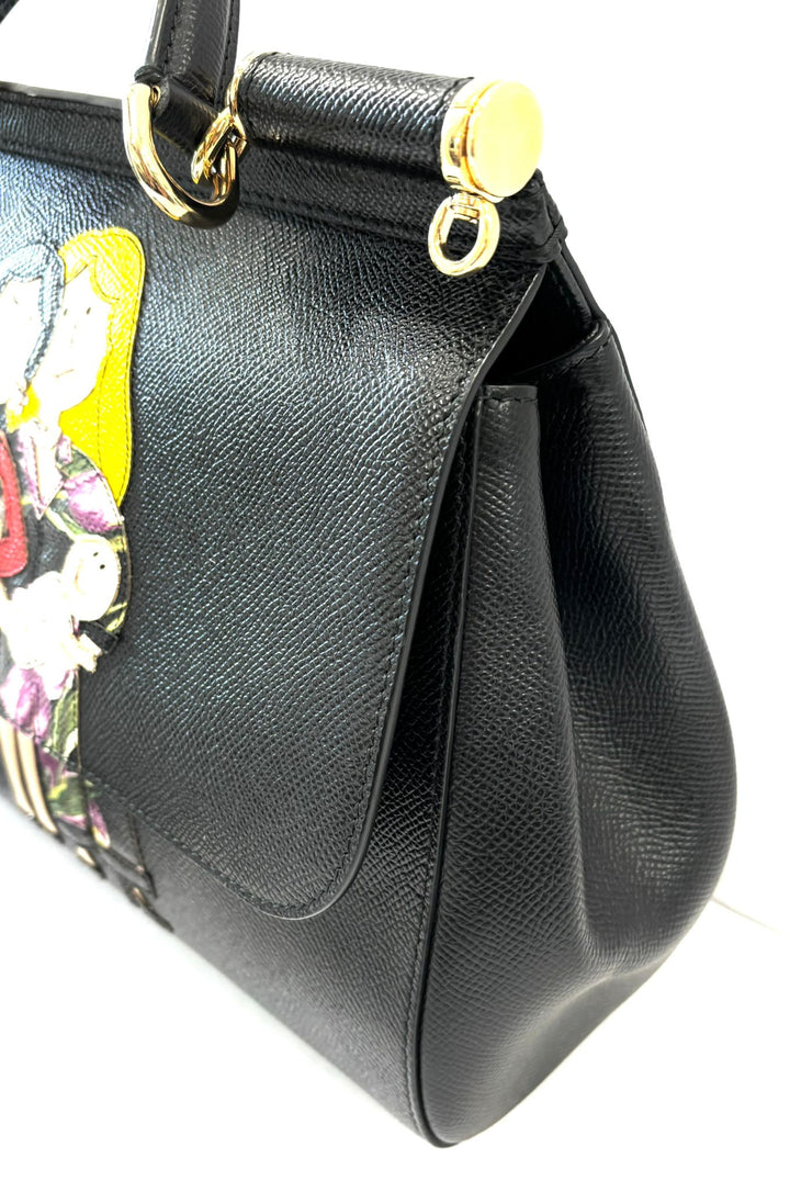 DOLCE &amp; GABBANA FAMILY PATCH CALFSKIN MISS SICILY BAG