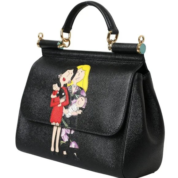 DOLCE &amp; GABBANA FAMILY PATCH CALFSKIN MISS SICILY BAG