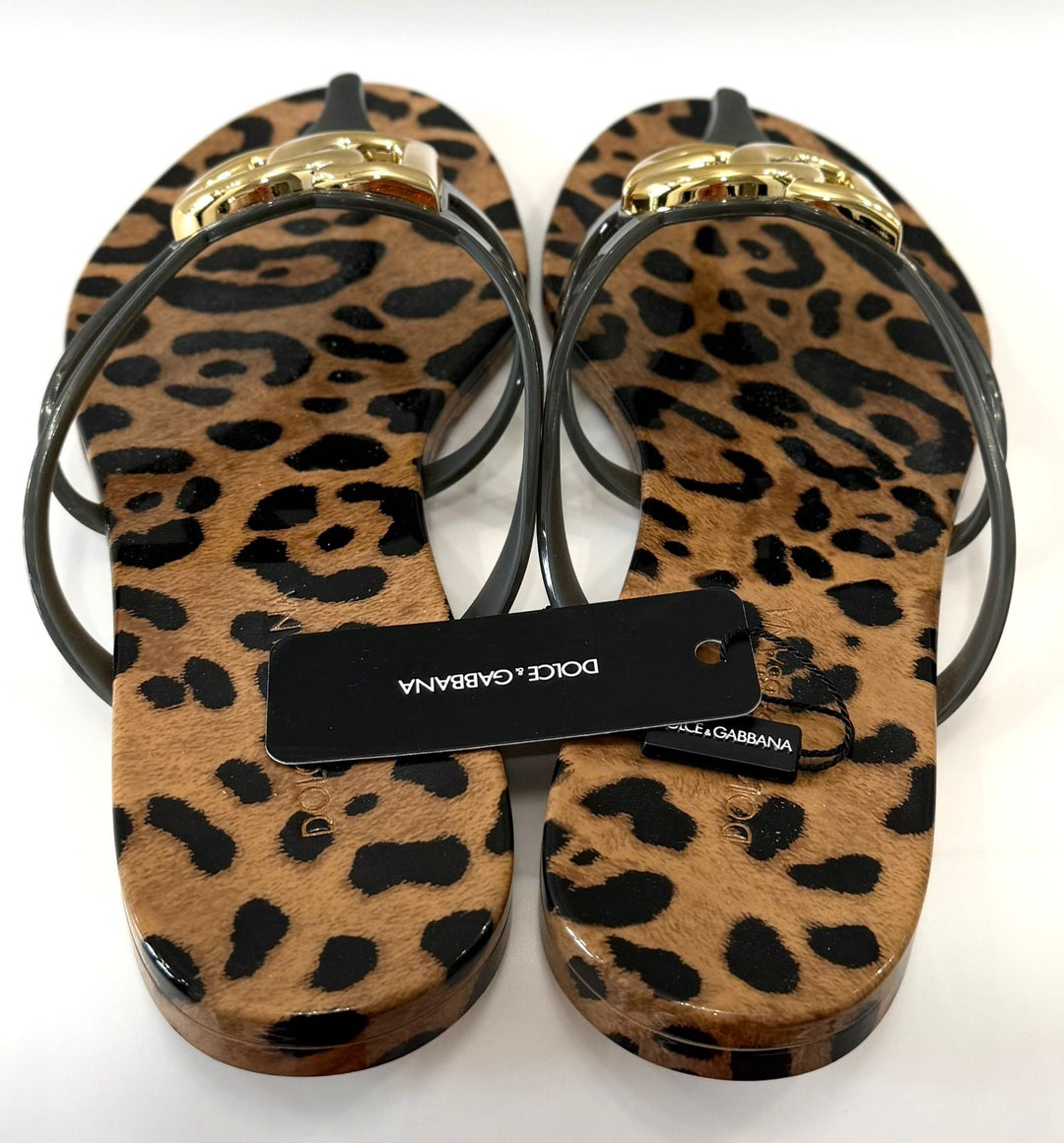 DOLCE &amp; GABBANA LEOPARD PRINT SLIDE SANDALS