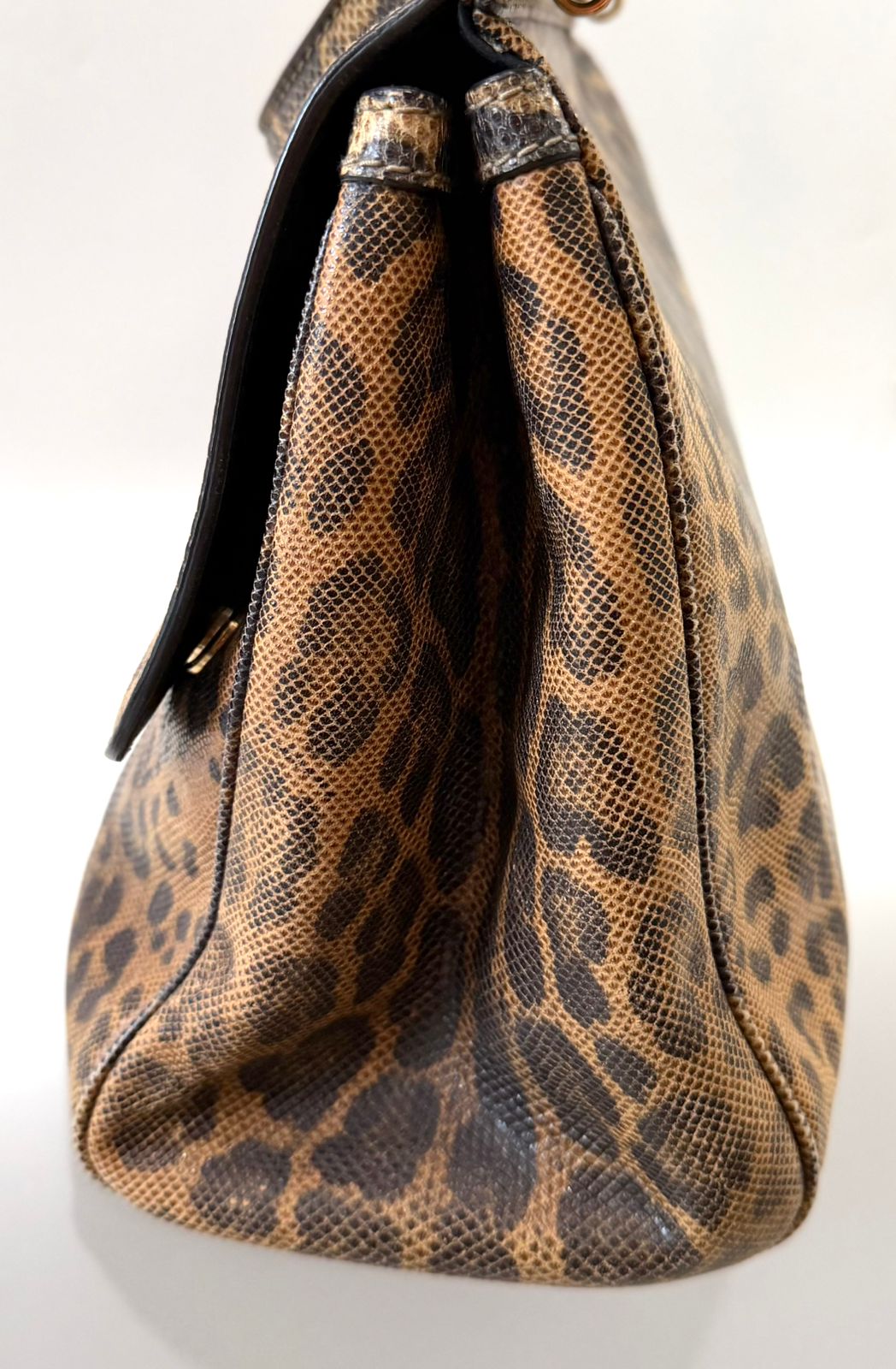DOLCE &amp; GABBANA LEOPARD PRINT LEATHER MISS SICILY HANDBAG