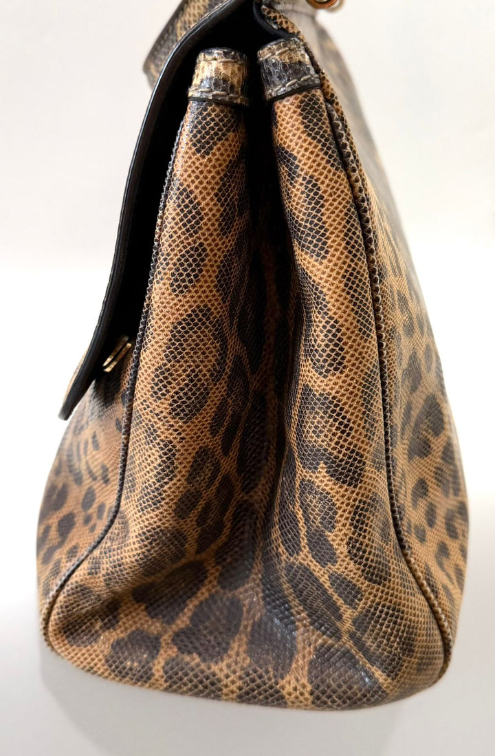DOLCE &amp; GABBANA LEOPARD PRINT LEATHER MISS SICILY HANDBAG