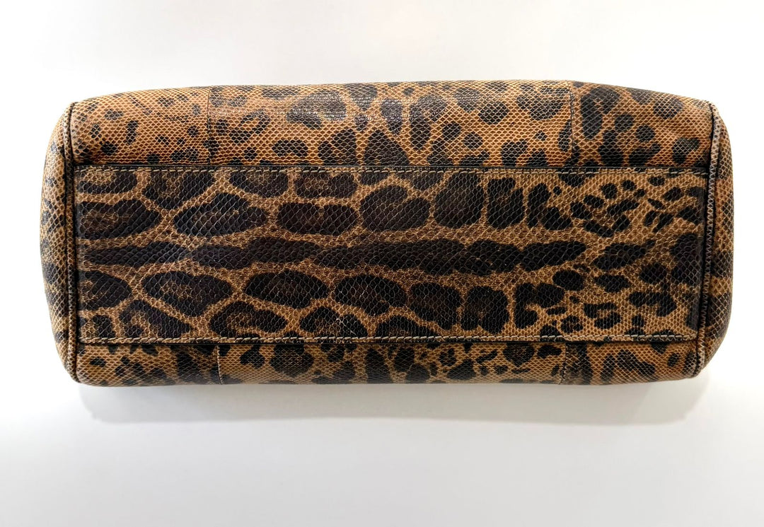DOLCE &amp; GABBANA LEOPARD PRINT LEATHER MISS SICILY HANDBAG