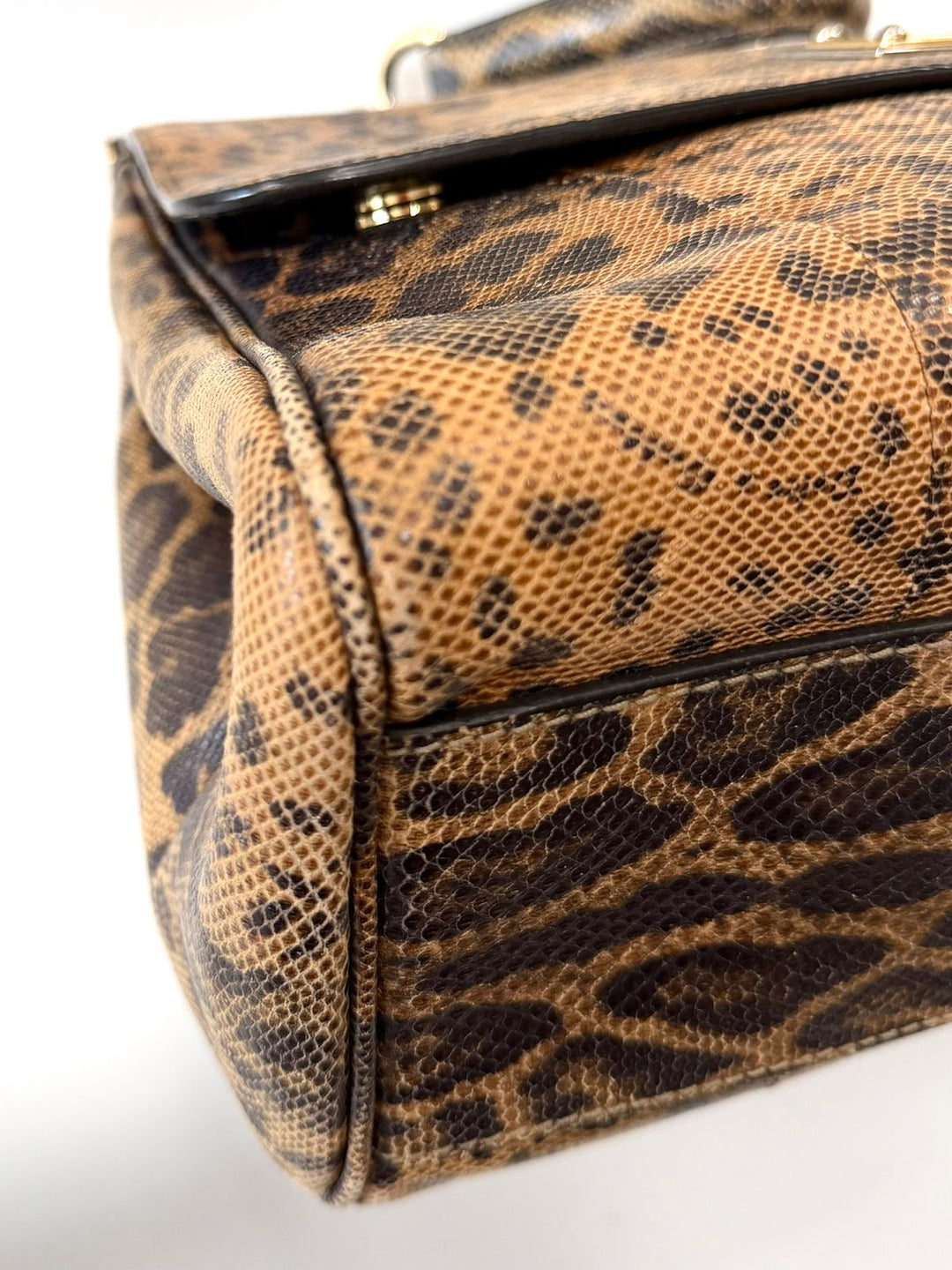 DOLCE &amp; GABBANA LEOPARD PRINT LEATHER MISS SICILY HANDBAG
