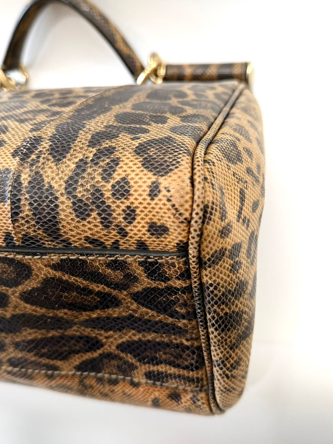 DOLCE &amp; GABBANA LEOPARD PRINT LEATHER MISS SICILY HANDBAG