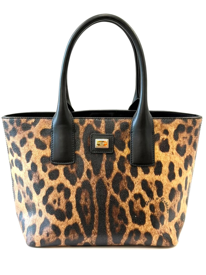 DOLCE &amp; GABBANA MISS ESCAPE LEOPARD PRINT TOTE BAG