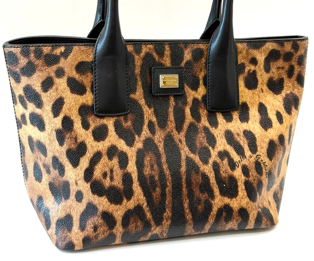 DOLCE &amp; GABBANA MISS ESCAPE LEOPARD PRINT TOTE BAG
