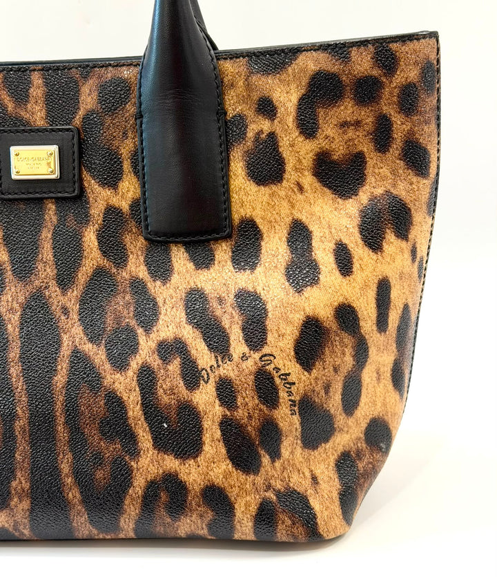 DOLCE &amp; GABBANA MISS ESCAPE LEOPARD PRINT TOTE BAG