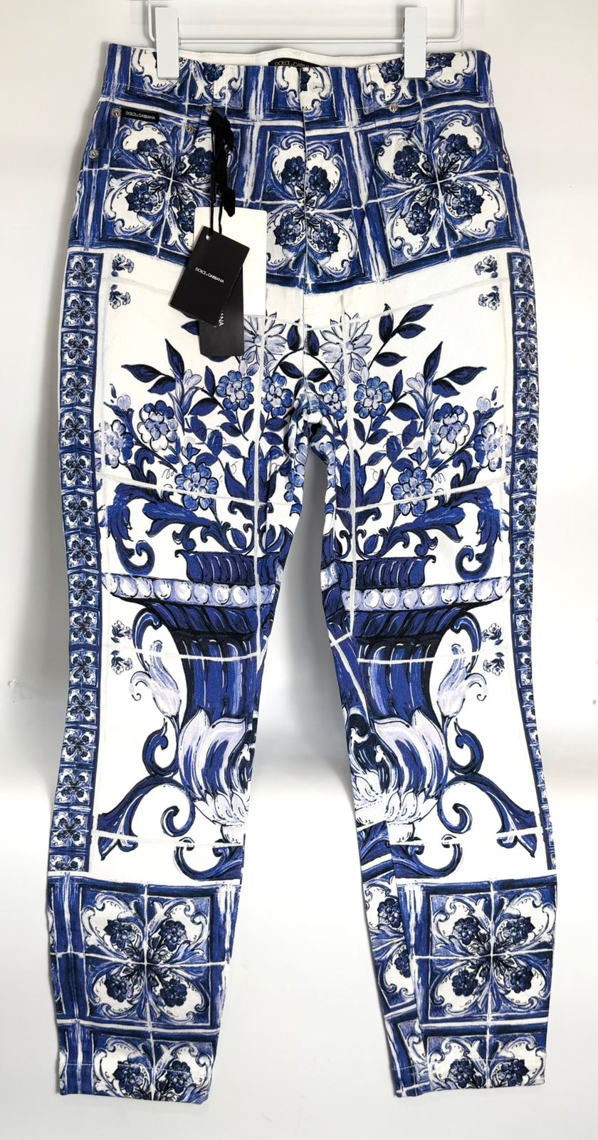 DOLCE &amp; GABBANA MAJOLICA-PRINT HIGH-WAIST SKINNY JEANS