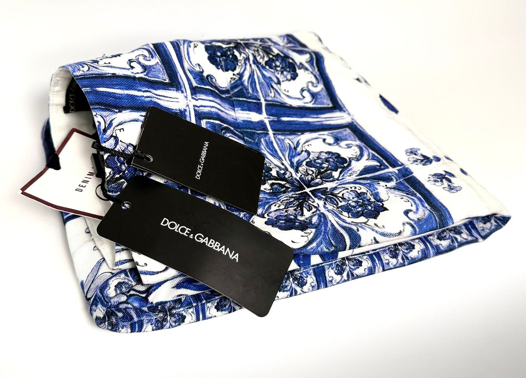 DOLCE &amp; GABBANA MAJOLICA-PRINT HIGH-WAIST SKINNY JEANS