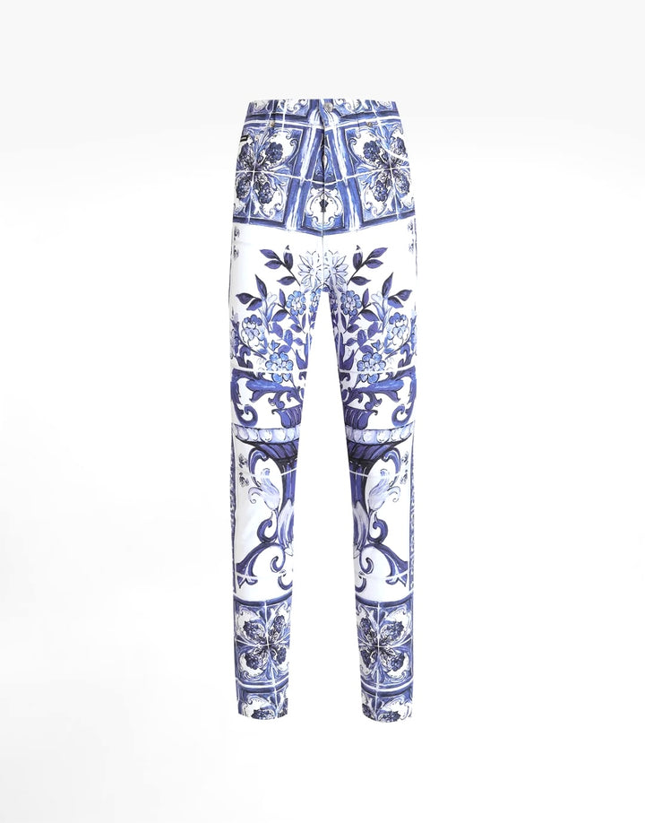 DOLCE &amp; GABBANA MAJOLICA-PRINT HIGH-WAIST SKINNY JEANS