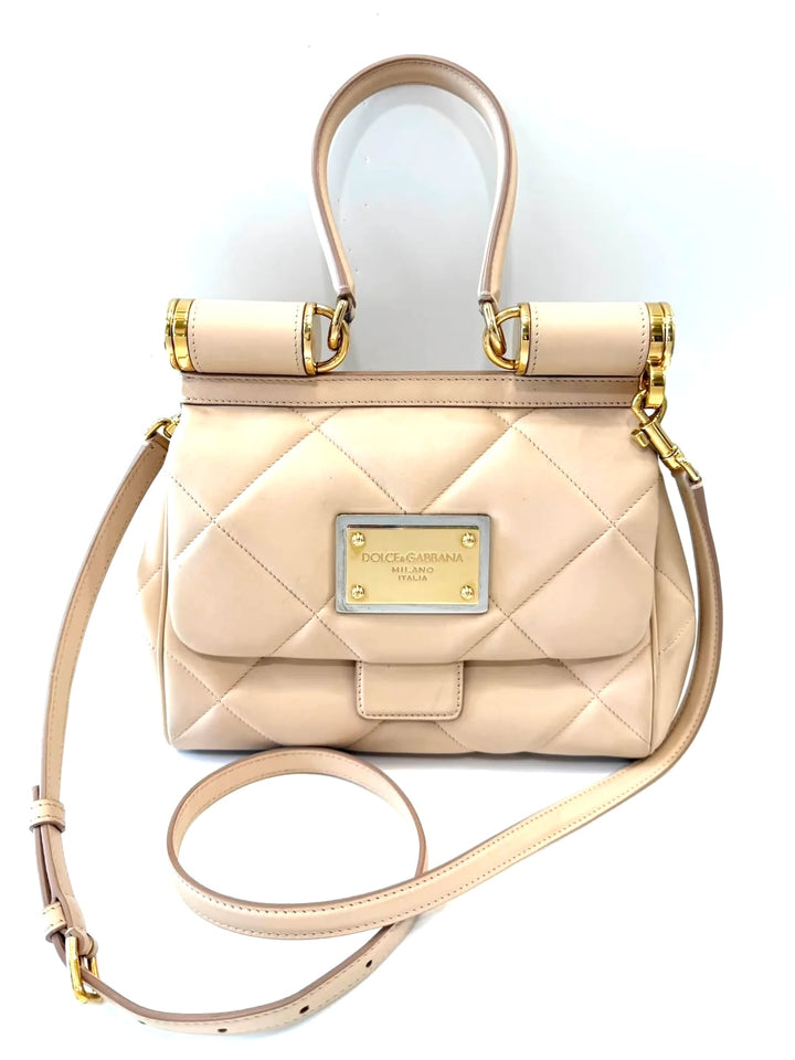 DOLCE &amp; GABBANA MEDIUM ARIA MATELASSÉ LEATHER SICILY SHOULDER BAG