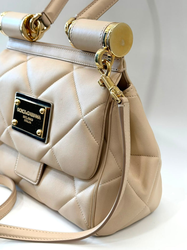 DOLCE &amp; GABBANA MEDIUM ARIA MATELASSÉ LEATHER SICILY SHOULDER BAG