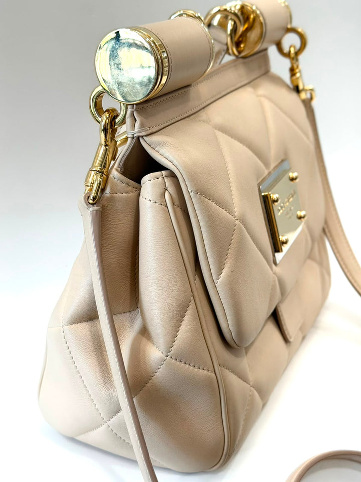 DOLCE &amp; GABBANA MEDIUM ARIA MATELASSÉ LEATHER SICILY SHOULDER BAG