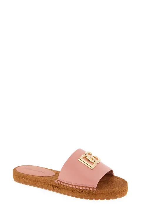 DOLCE &amp; GABBANA DG MEDALLION NAPPA LEATHER ESPADRILLES