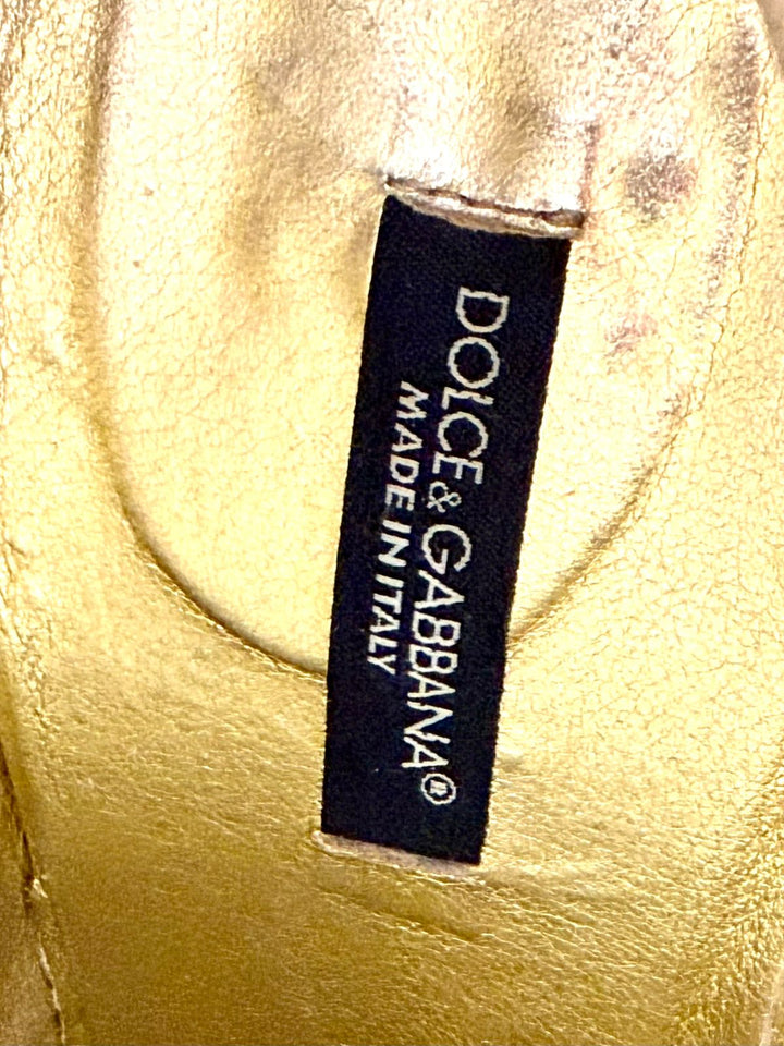 DOLCE &amp; GABBANA PATENT LEATHER BAROQUE HEEL TALL BOOTS