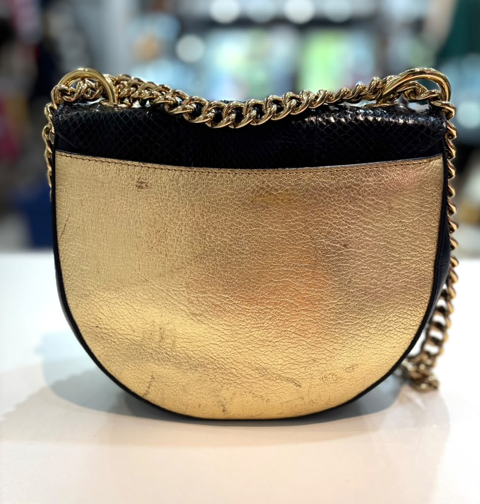 DOLCE &amp; GABBANA DG INITIALS PYTHON &amp; CALFSKIN LEATHER WIFI CROSSBODY BAG