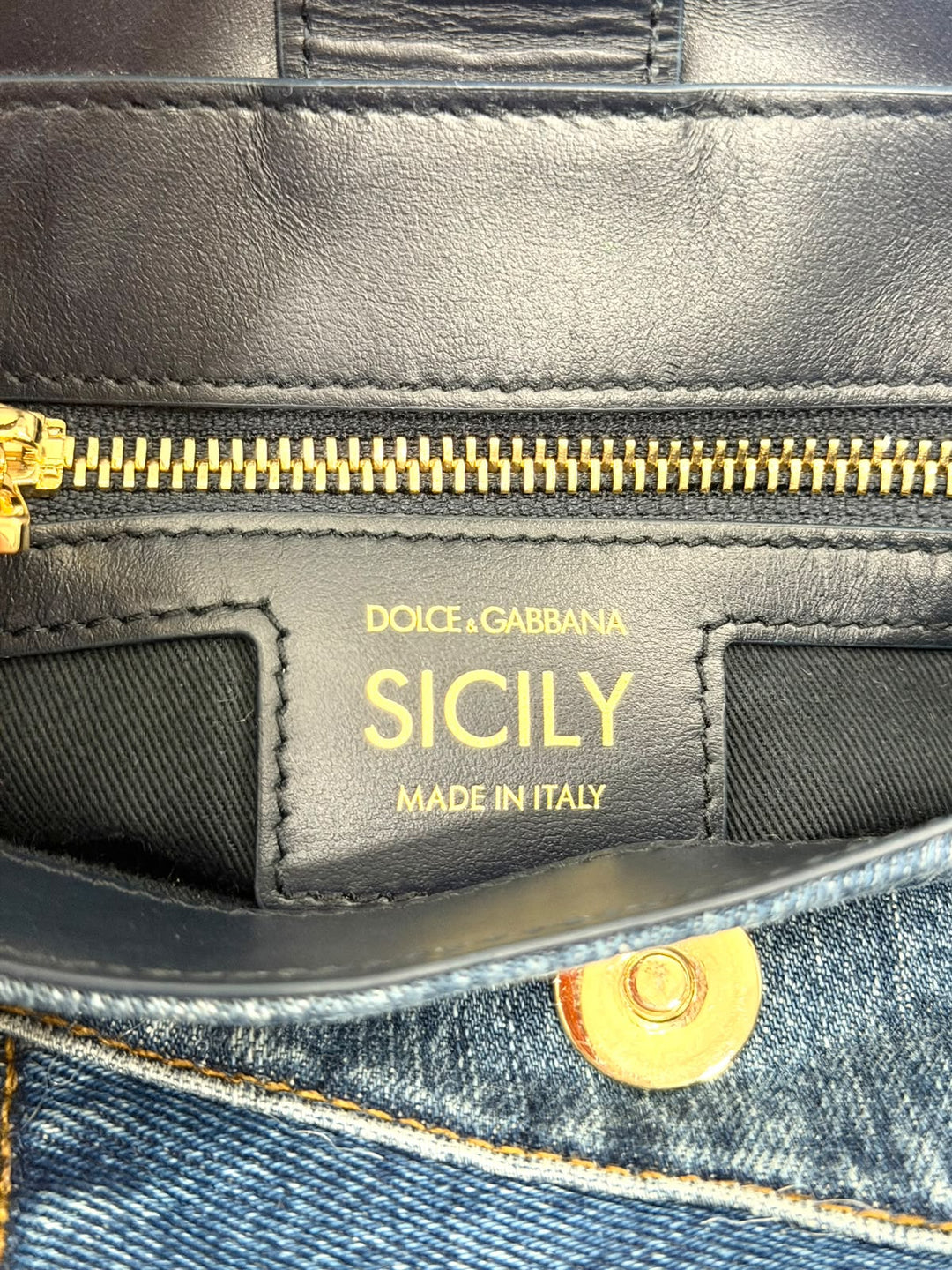 DOLCE &amp; GABBANA SICILY DENIM CRYSTAL PATCHWORK SHOULDER BAG