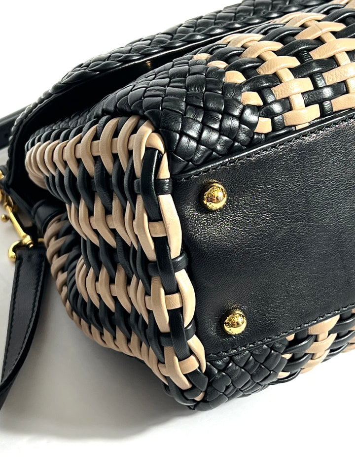 DOLCE &amp; GABBANA SICILY WOVEN LEATHER SMALL TOP HANDLE BAG