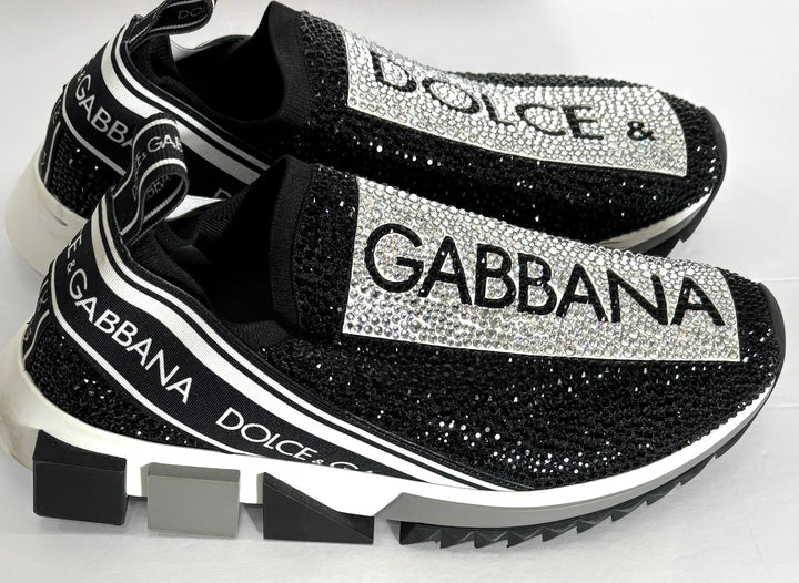 DOLCE &amp; GABBANA SORRENTO CRYSTAL SLIP ON SNEAKERS