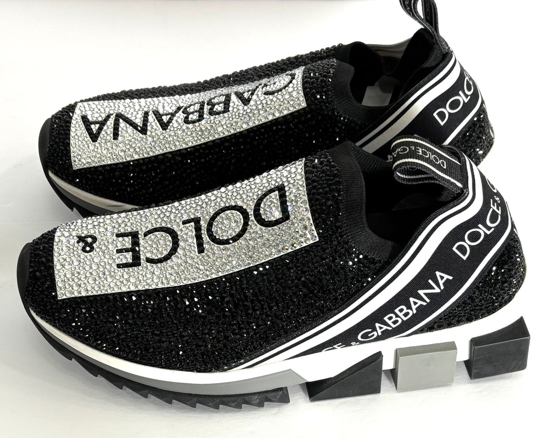 DOLCE &amp; GABBANA SORRENTO CRYSTAL SLIP ON SNEAKERS
