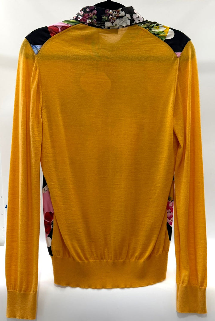 DOLCE &amp; GABBANA MULTICOLOR PATCHWORK SILK CASHMERE HENLEY SWEATER