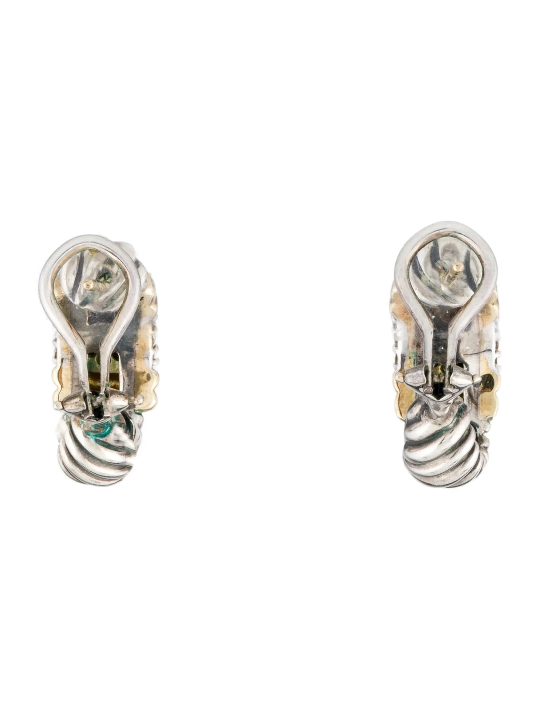 DY DIAMOND STERLING SILVER 18K GOLD SHRIMP EARCLIP EARRINGS