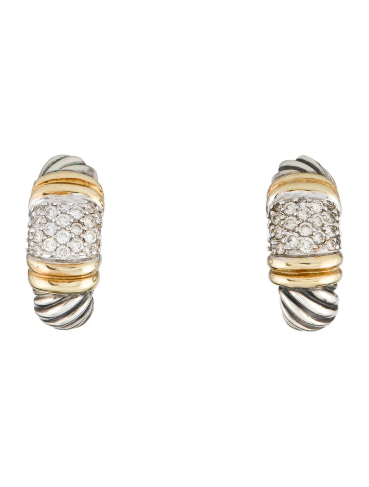 DY DIAMOND STERLING SILVER 18K GOLD SHRIMP EARCLIP EARRINGS
